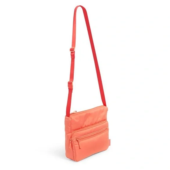 Vera Bradley Recycled Cotton Utility Crossbody Purse Desert Flower Pink - Picture 2 of 3